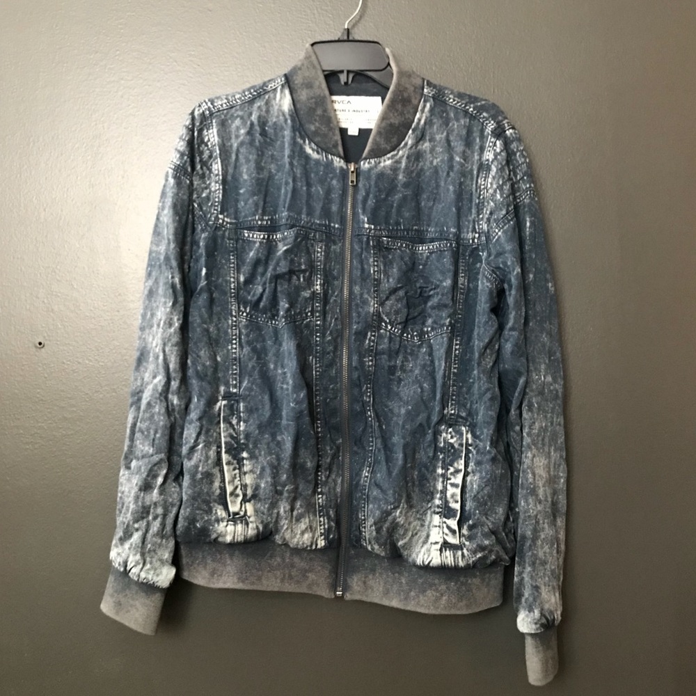 Distressed zip-up jacket.